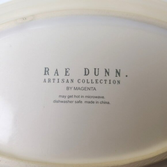 Rae Dunn AMOUR Script Heart Crown Oval Appetizer Snack Dessert Trinket Plate - Picture 5 of 8